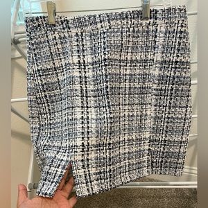 Blue and White Tweed Mini Skirt
